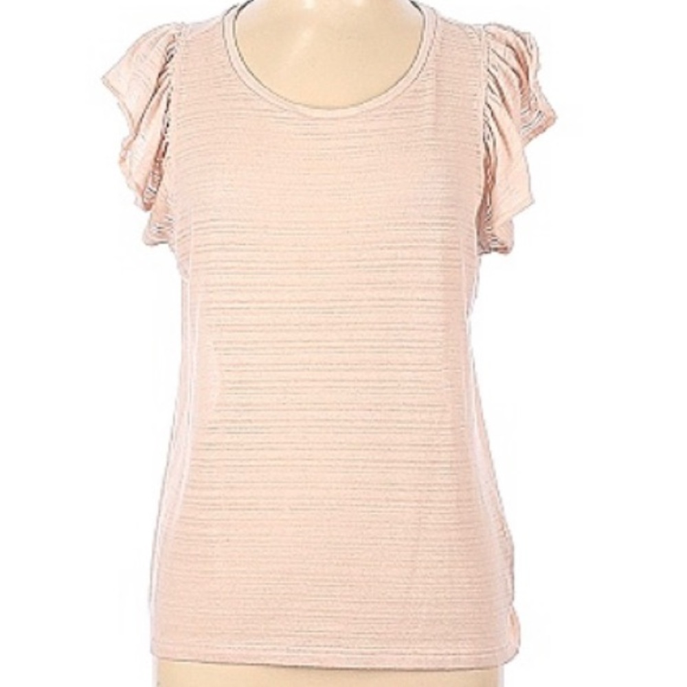 Size L, Banana Republic, Light Pink, Short Sleeve, 85% Polyester, 15% Linen